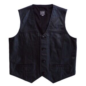 Wilson’s Leather Black 4 Button Vest L -  Biker Motorcycle Western Rodeo